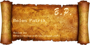 Beles Patrik névjegykártya